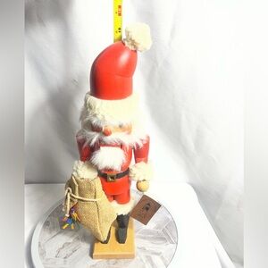 Vintage Christian Ulbricht German Santa Nutcracker Wood Burlap Bag 16”